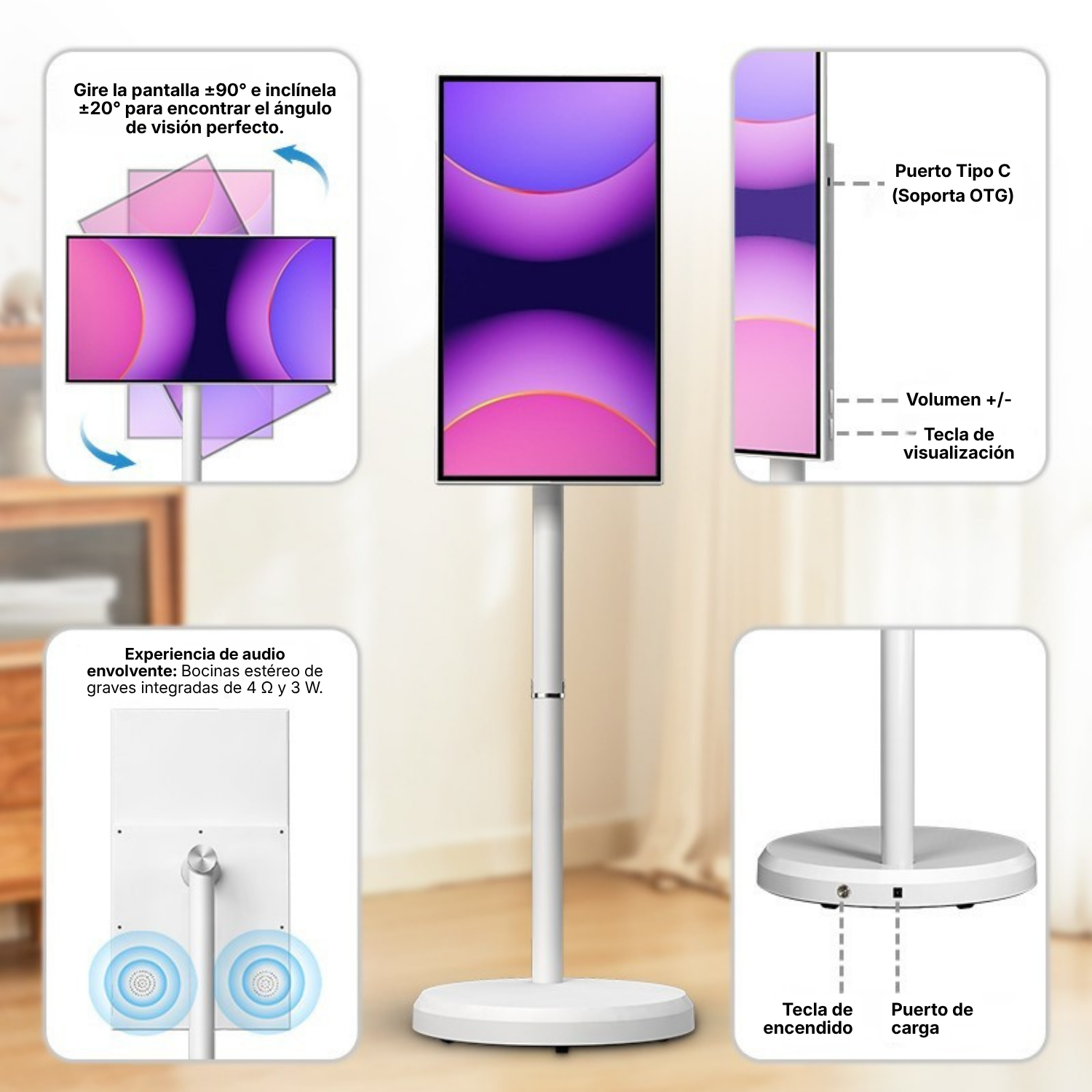 21.5" Android Touchscreen Portable Smart TV with Stand