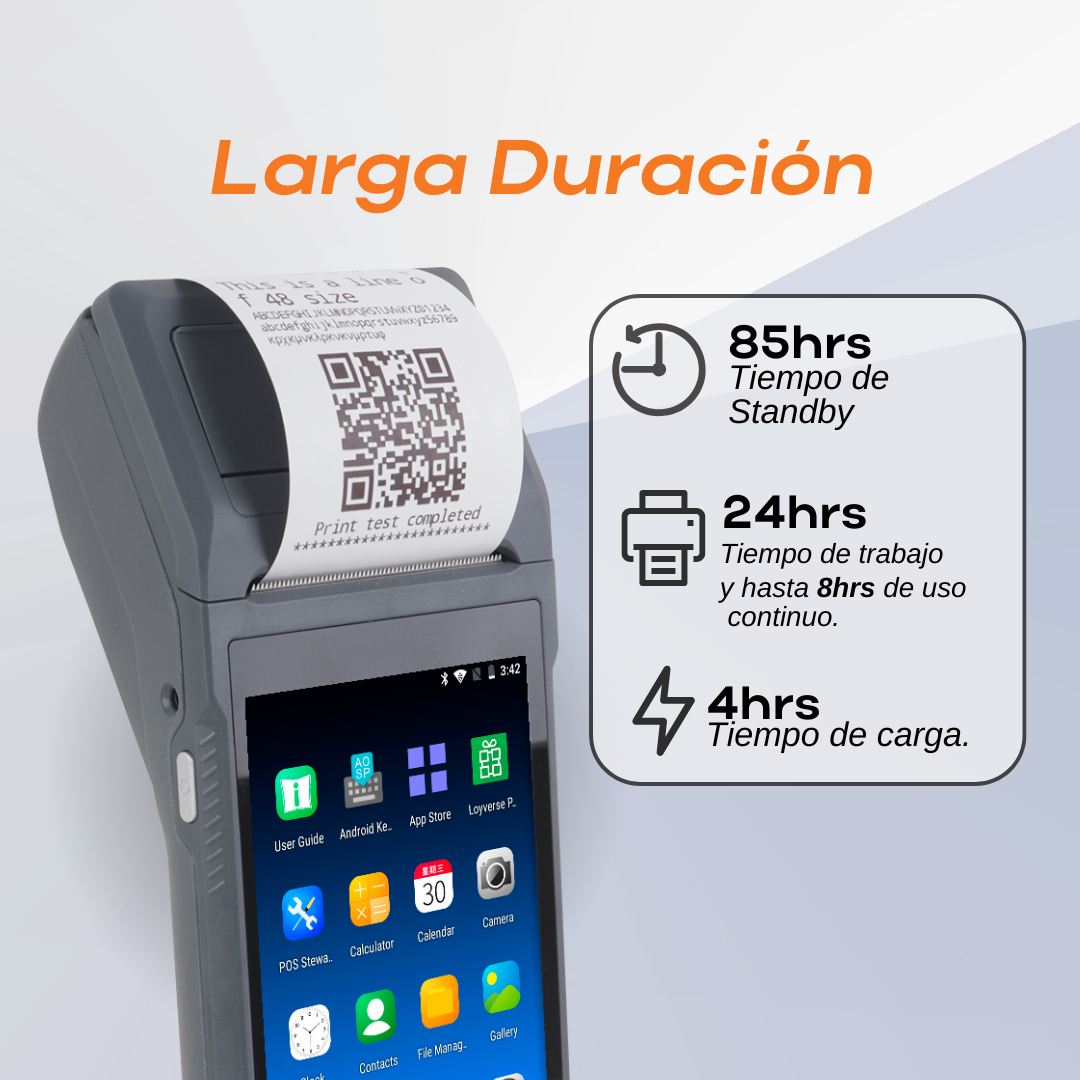 Punto de Venta Q2i Android 11 con Impresora Térmica de Alta Velocidad para Recibos de 58mm y Pantalla Táctil de 5.5'