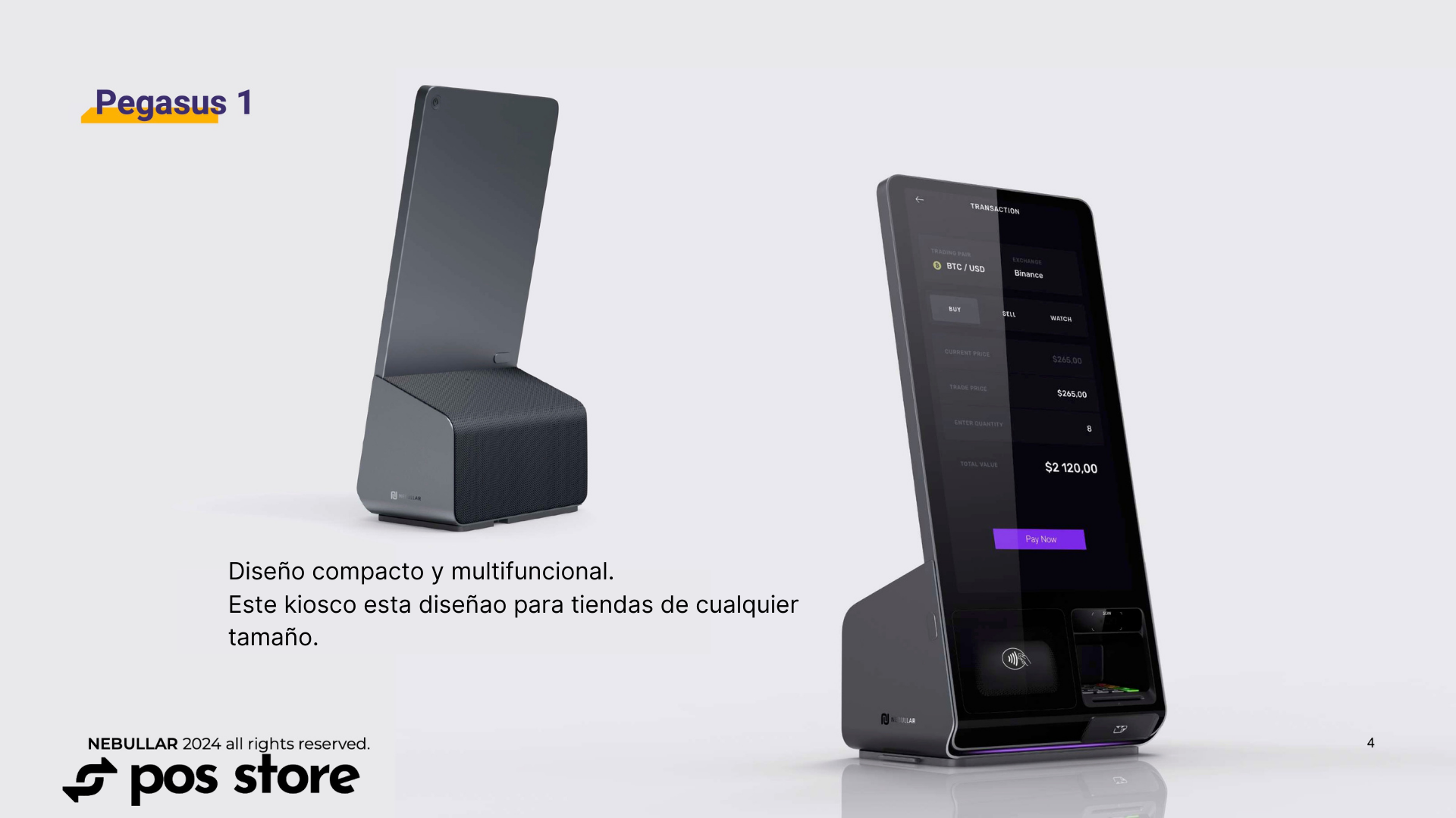 POS Android 13 Pegasus 1 Mini Kiosco de venta todo en uno