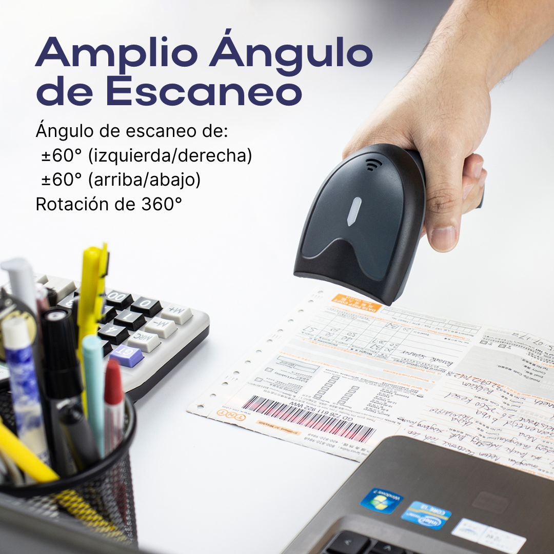 Escáner de Código de Barras 2D Inalámbrico y Bluetooth, Lectura de Códigos 1D y 2D