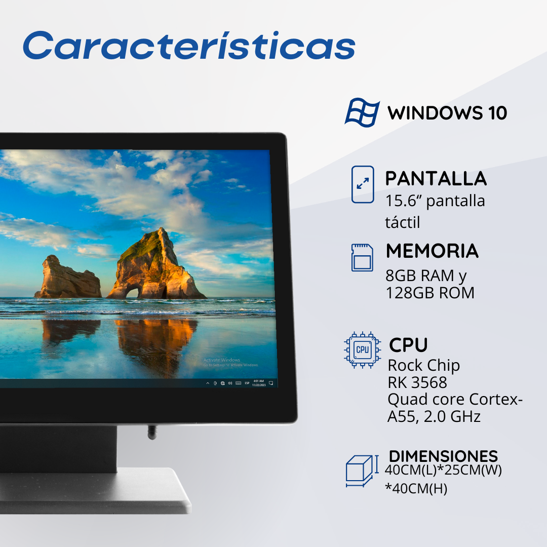 Punto de Venta Windows 10 con Pantalla Táctil de 15.6'' M8W
