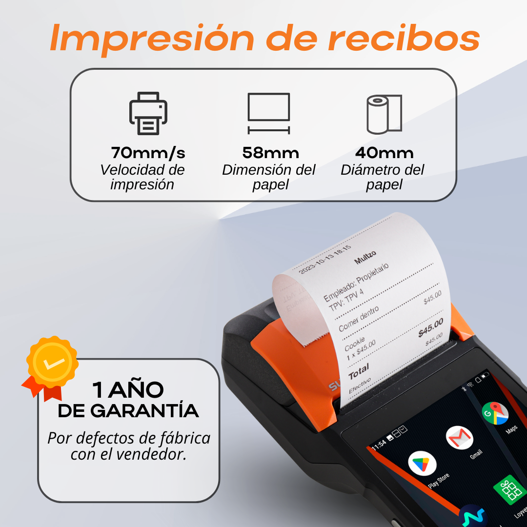 SUNMI V2s Point of Sale with Android 12 and Receipt Printer