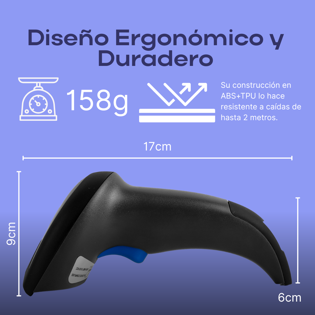 Escáner de Código de Barras 2D Inalámbrico y Bluetooth, Lectura de Códigos 1D y 2D