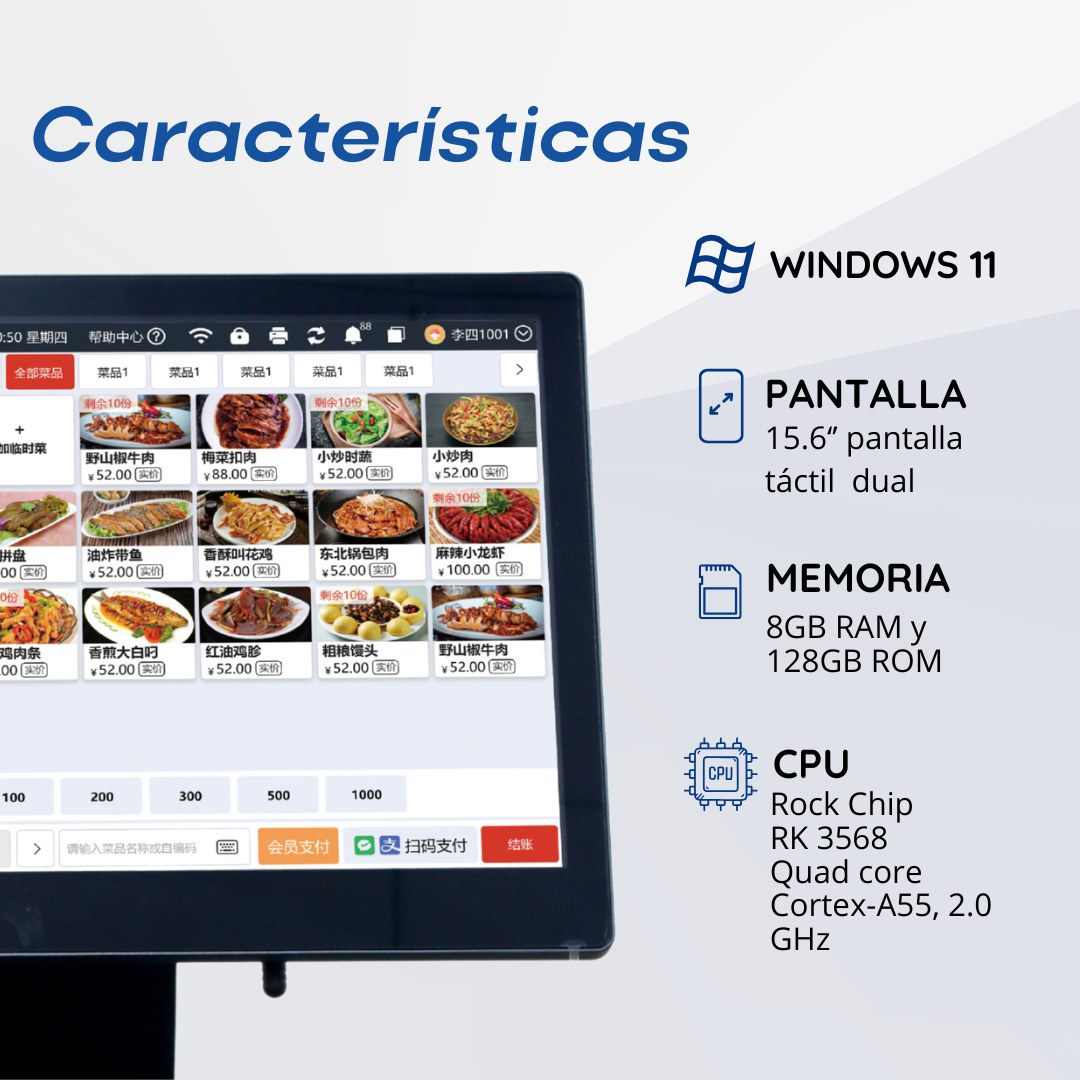 Windows 11 Point of Sale System with 15.6-inch Dual Touchscreen, i5 Processor, POS with 8GB RAM + 128GB ROM