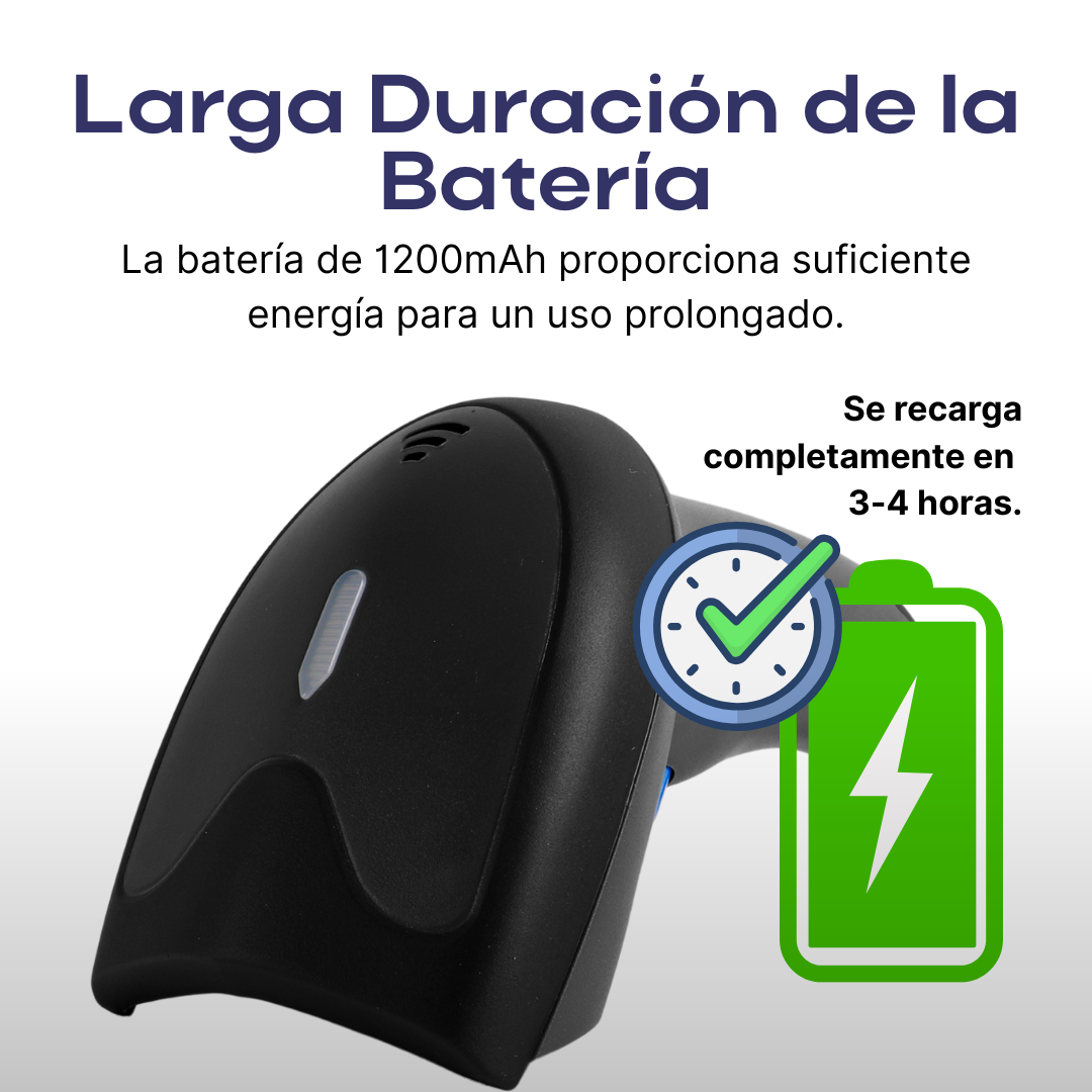 Escáner de Código de Barras 2D Inalámbrico y Bluetooth, Lectura de Códigos 1D y 2D