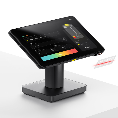 Imagen del POS Android 13 Kozen P18 Todo en Uno donde se observa su base robusta y su pantalla amplia con una interfaz amigable y elegante