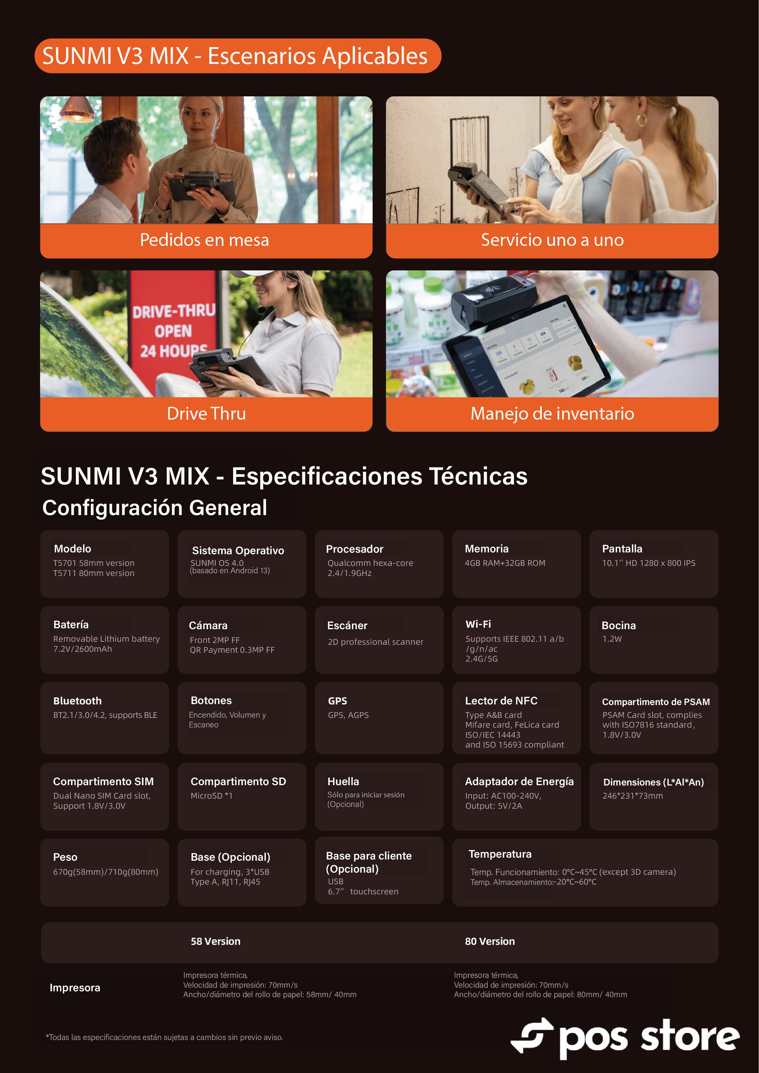 POS Android 13 Sunmi V3 Mix