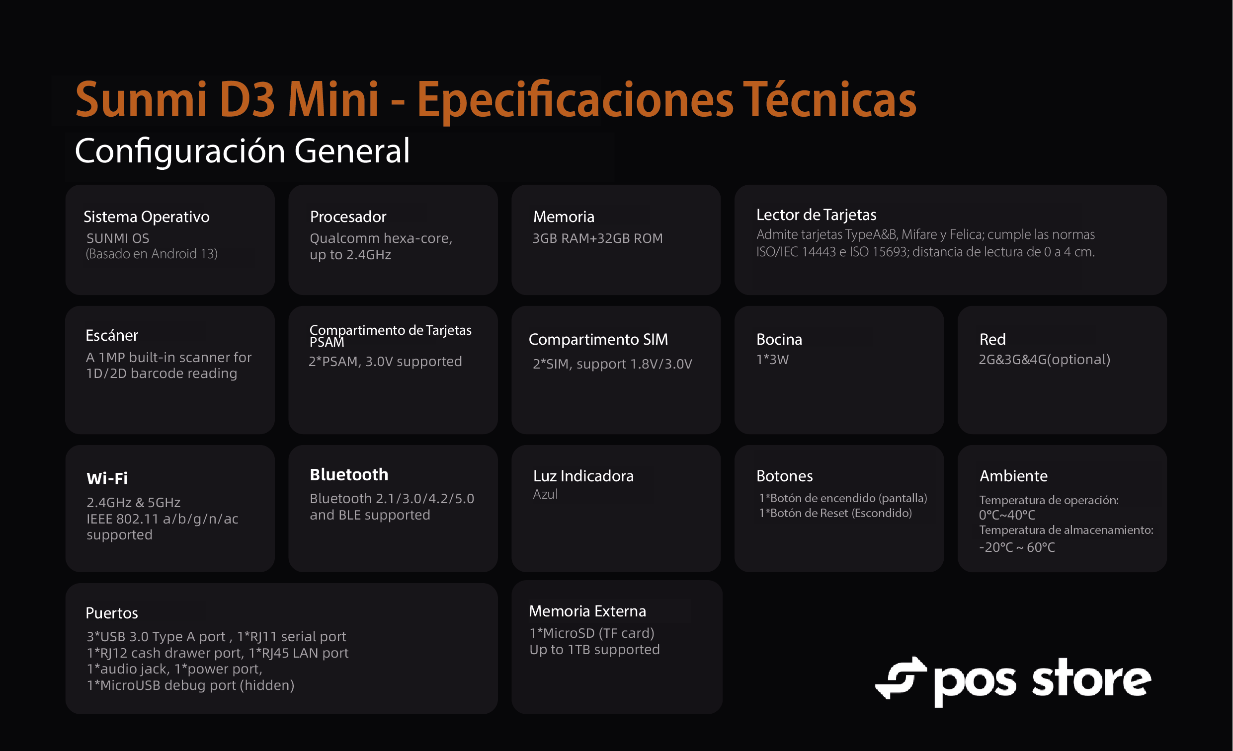 POS Android 13 Sunmi D3 Mini Pantalla Dual