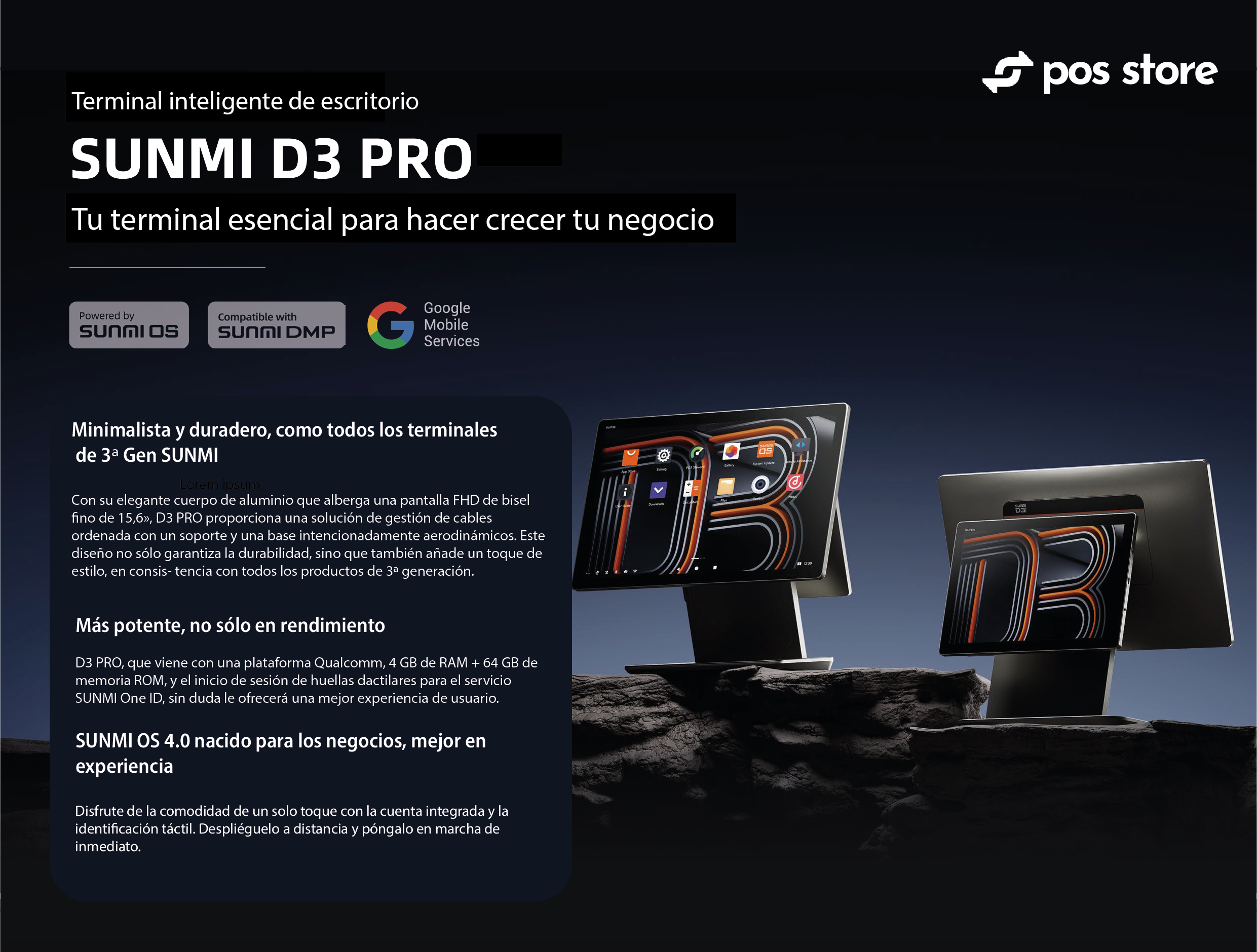 POS Android 13 Sunmi D3 Pro Dual Screen