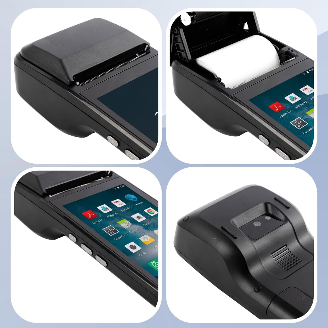 Punto de Venta PDA H5 con Android 8.1 con Impresora Térmica de Alta Velocidad para Recibos de 58mm y Pantalla Táctil de 5.0''. Escanea códigos de Barra 1D/2D/QR. Soporte para 3G y 2G. 1GB Ram + 8GB ROM.